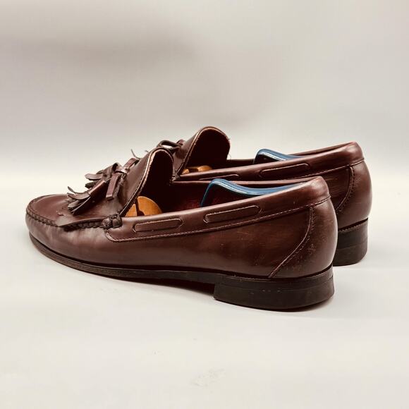 Sebago Shoes Mens 11 Brown Leather Tassel Loafers Handsewn Slip On Moc Toe - Picture 5 of 11